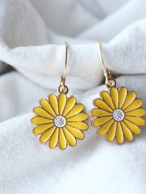 Gold Finish Floral Drop Earrings