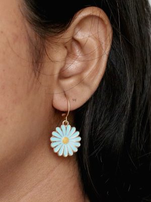 Gold Finish Floral Drop Earrings