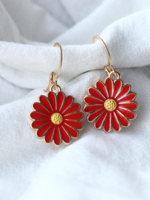 Gold Finish Floral Drop Earrings