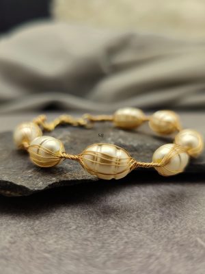 Gold Finish Pearl Studded Bracelet