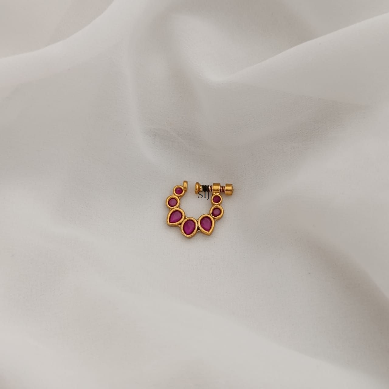 Gold Finish Ruby Stone Nose Pin