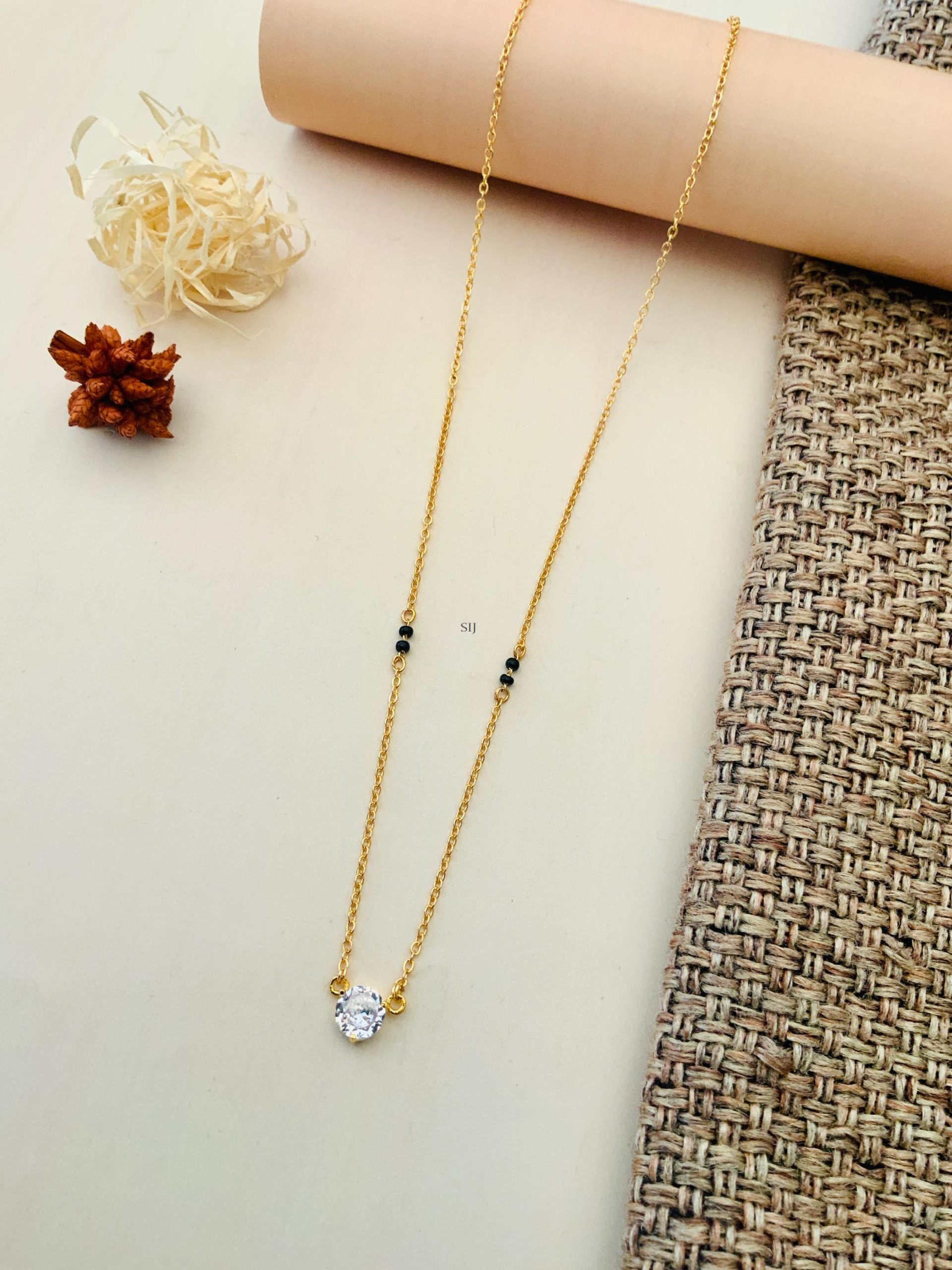 Gold Finish Single Layer Looks Like Diamond Mangalsutra