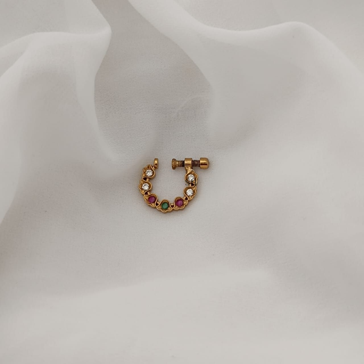 Gold Plated Multicolor Stones Nose Pin