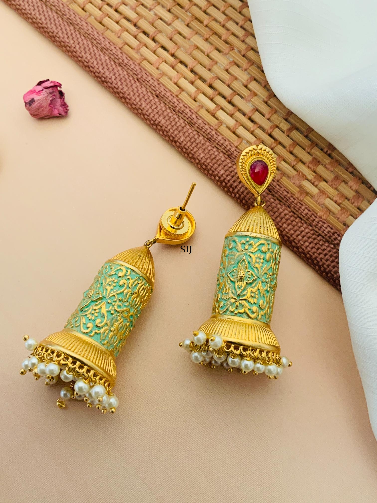 Gold Plated Pearl Drop Jhumkas