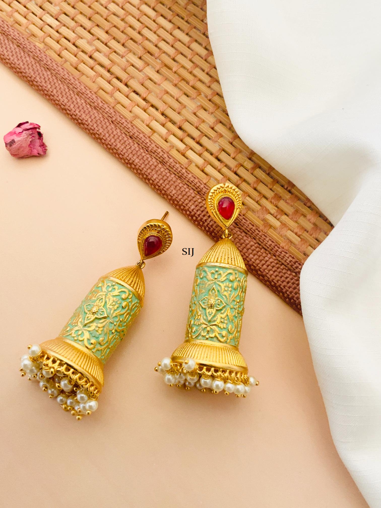 Gold Plated Pearl Drop Jhumkas