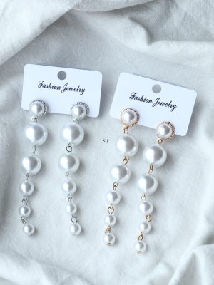 Gold &Silver Finish Pearl Drop Earrings