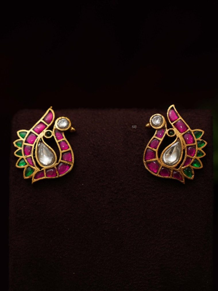 Traditional Peacock Polki Ear Studs