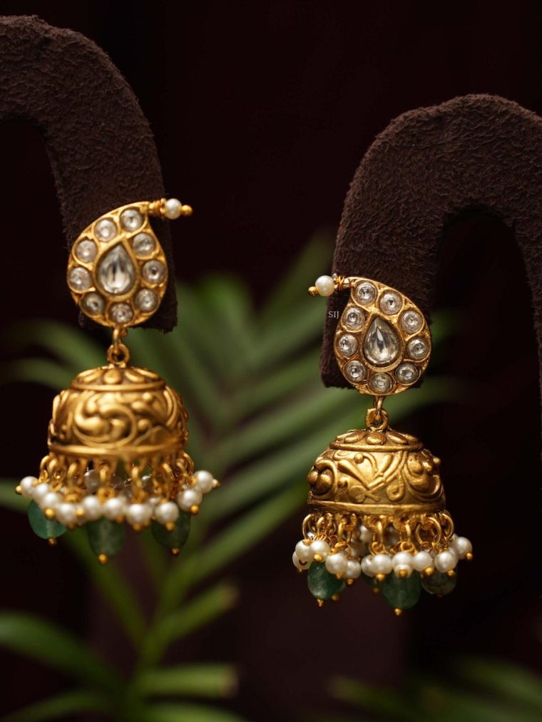 Imitation Mango Polki Jhumkas