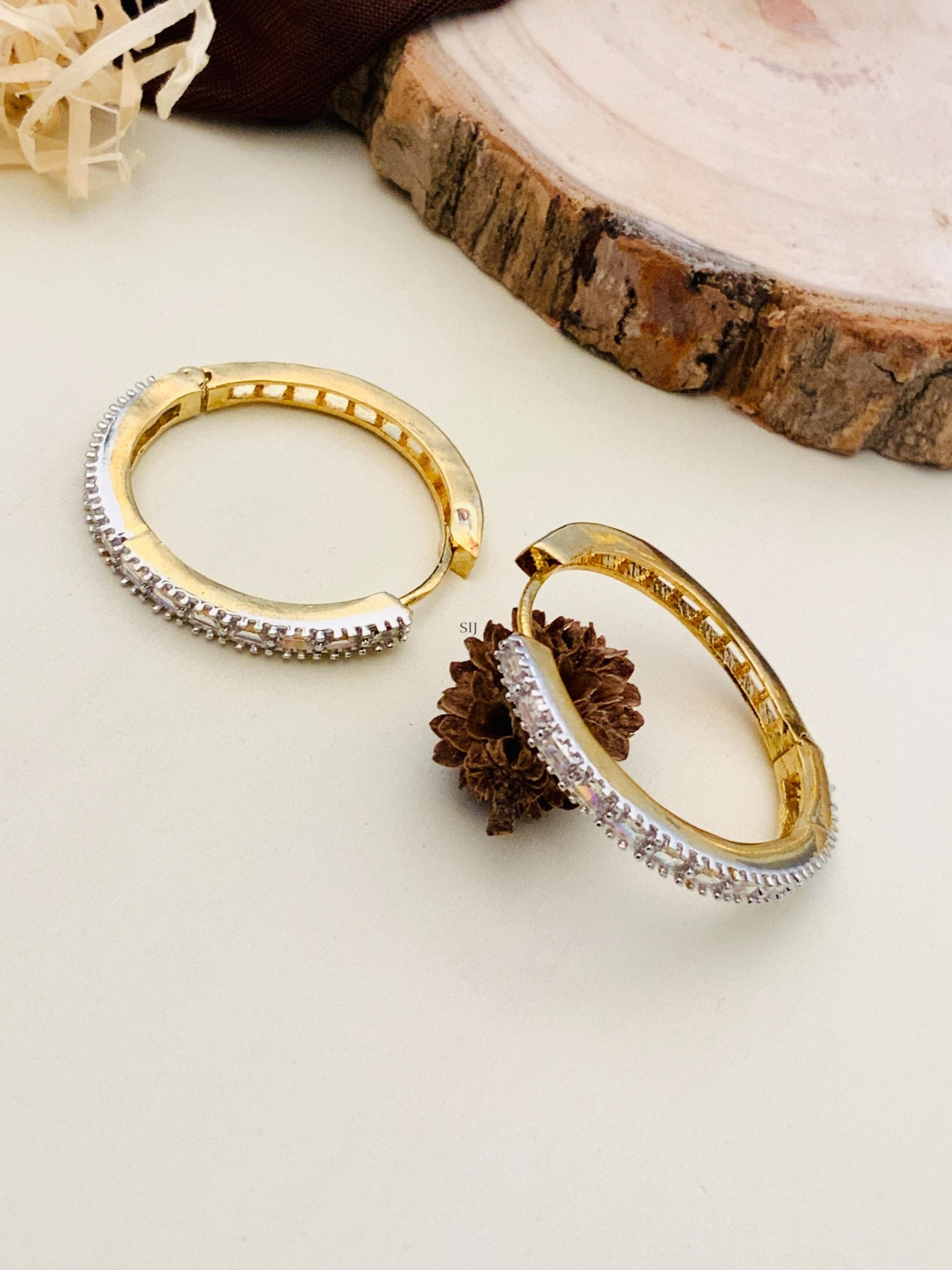 Imitation AD Studded Hoop Earrings