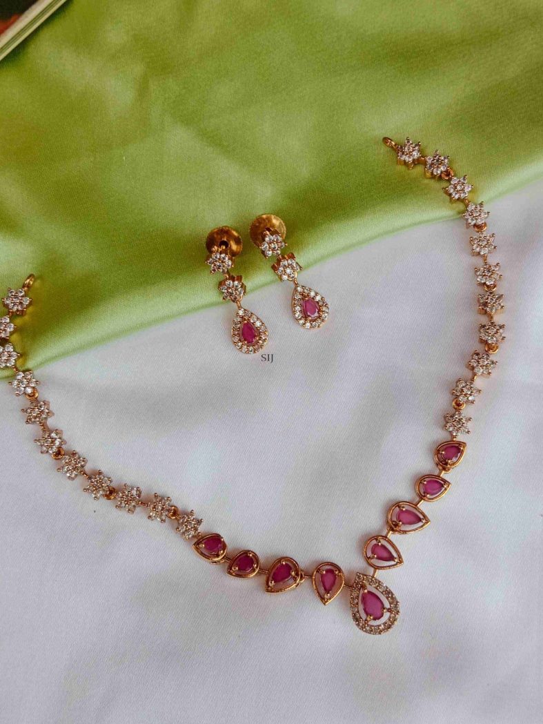 Imitation AD Studded Ruby Necklace