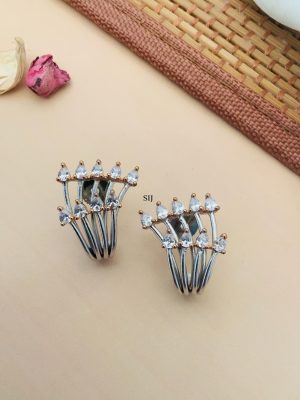 Imitation White Stone Curve Design Earrings