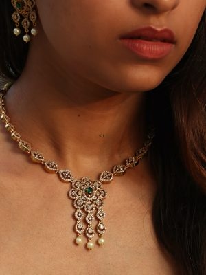 Interchangeable Pearl Drop AD Stone Necklace