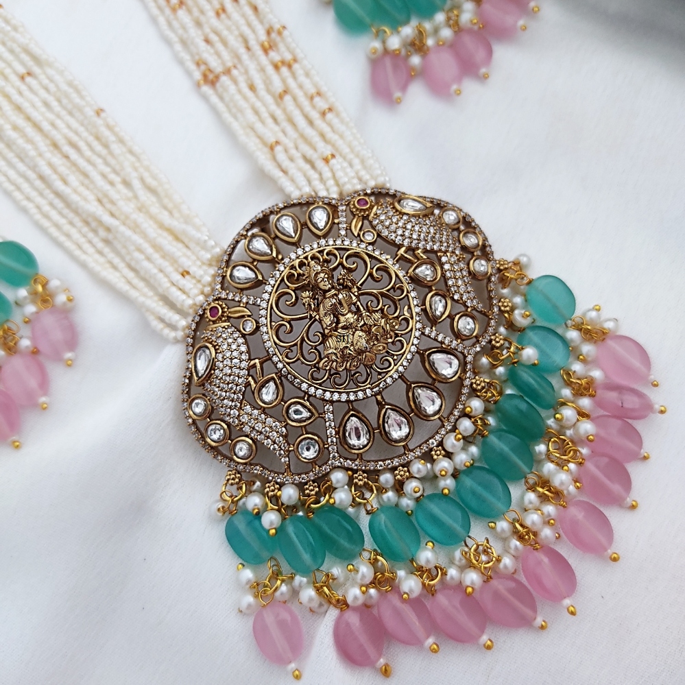 Multi Layers Pearls Haram with Lakshmi Pendant