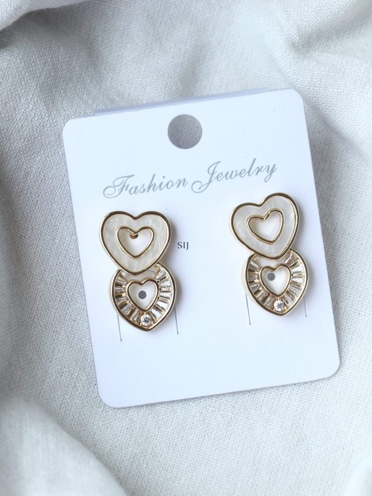 Matte Finish Double Heart Earrings