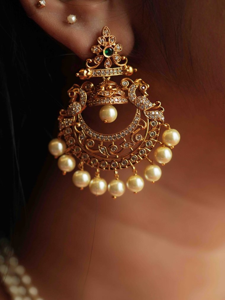 Pearl Drop Chandbaali Long Haram