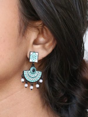 Pearl Drop Meenakari Black Earrings