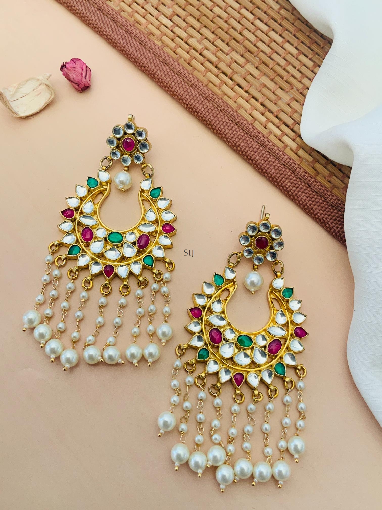 Pearl Drop Multicolor Stone Earrings