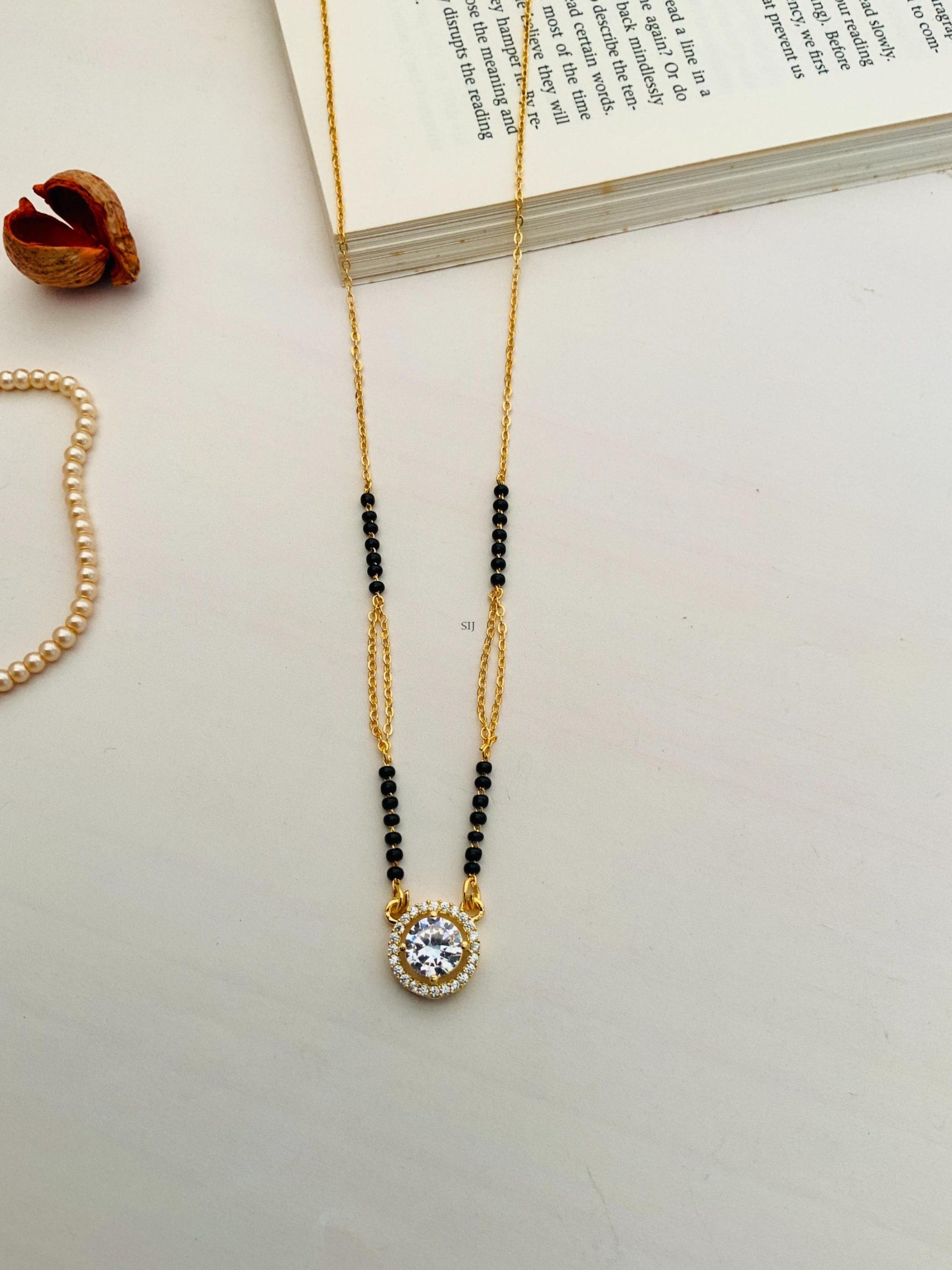 Round Shape Gold Plated Solitaire Diamond Mangalsutra