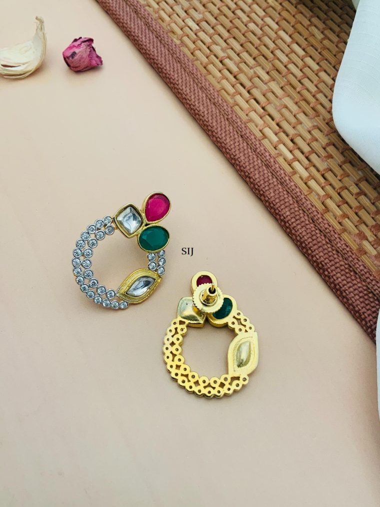 Round Shape Multicolor Stone Earrings