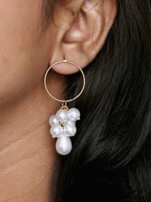 Silver &Gold Finish Pearl Drop Earrings