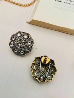 Silver-Plated white Stone Studded Ear Studs