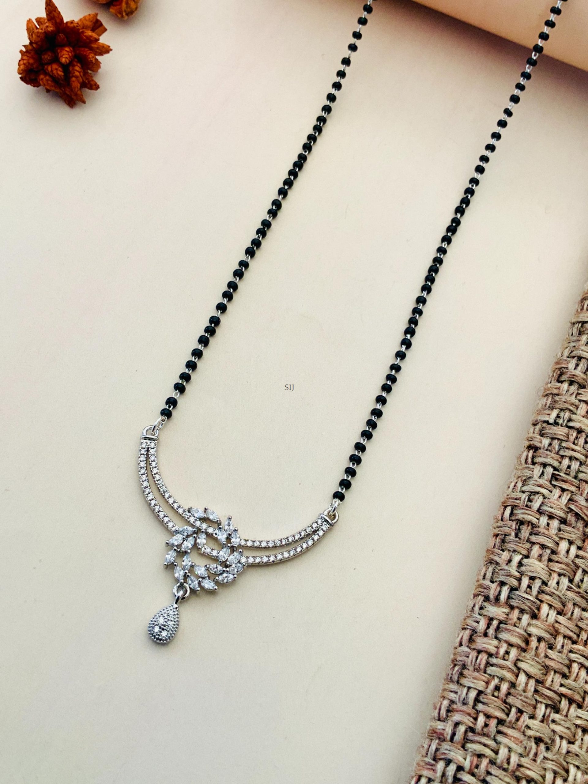 Solitaire Diamond Silver Plated Daily Wear Mangalsutra