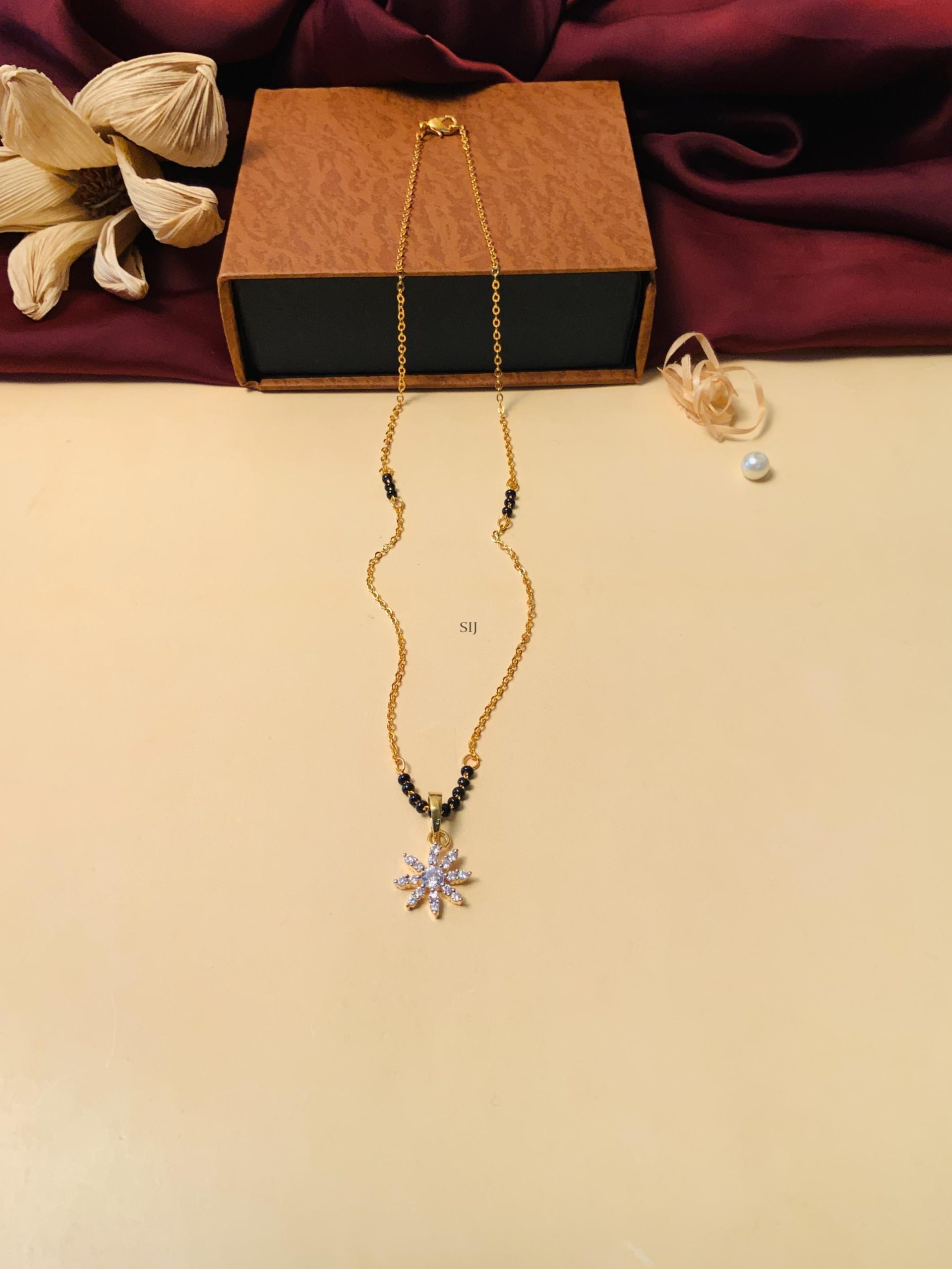 Star Design Gold Plated Solitaire Diamond Mangalsutra