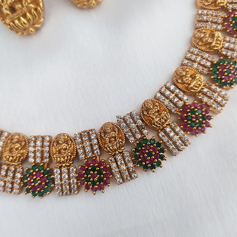 Traditional Lakshmi Necklace with Multicolor Stones