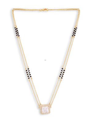 Two Layered Square Shape Solitaire Diamond Mangalsutra