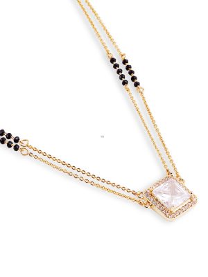 Two Layered Square Shape Solitaire Diamond Mangalsutra