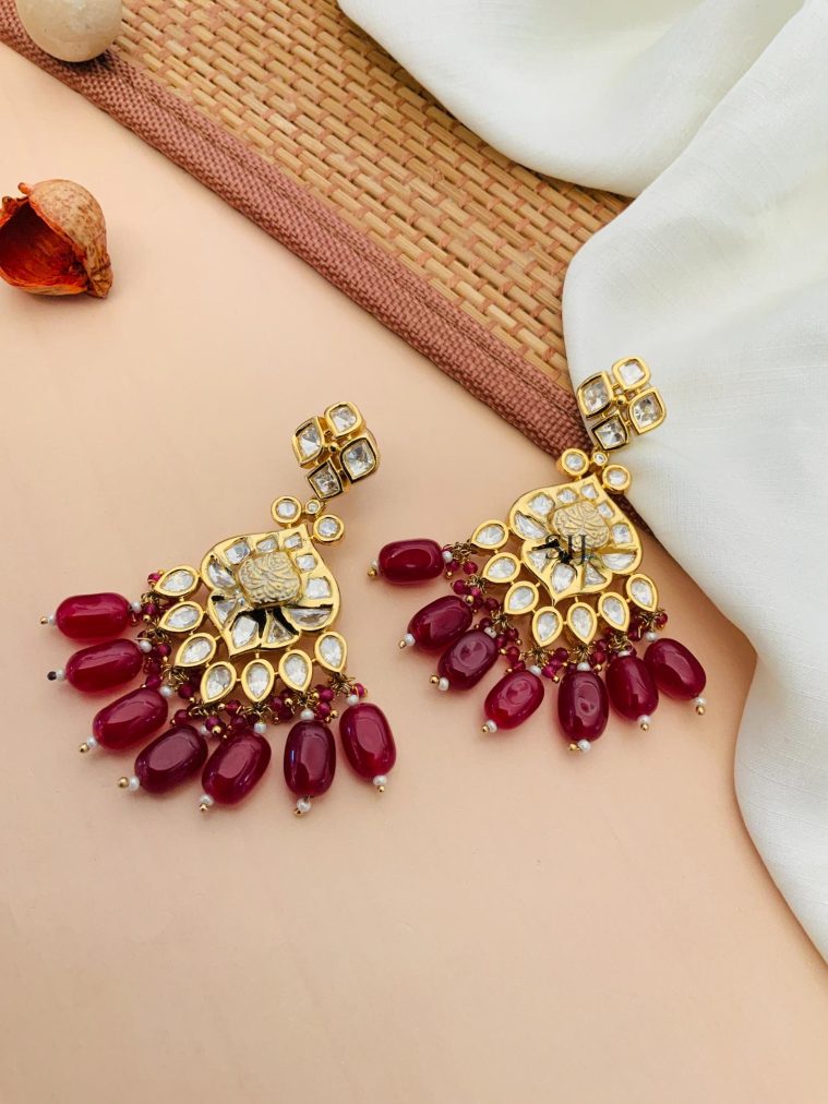 Imitation White Kundan Stones Earrings