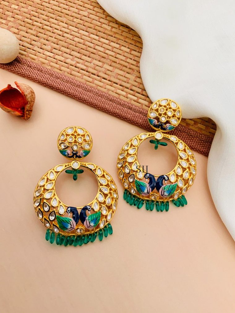 Traditional Dual Peacock Round Earrings