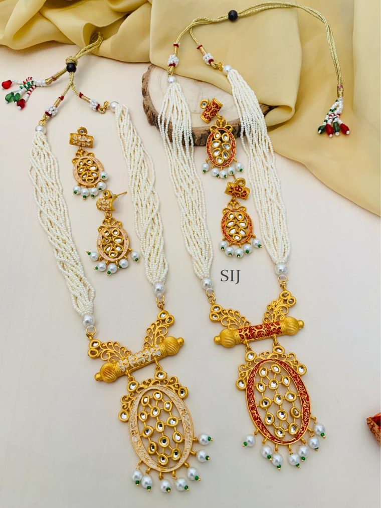 Imitation Combo Of 2 Gold Plated Kundan Necklace With Earrings