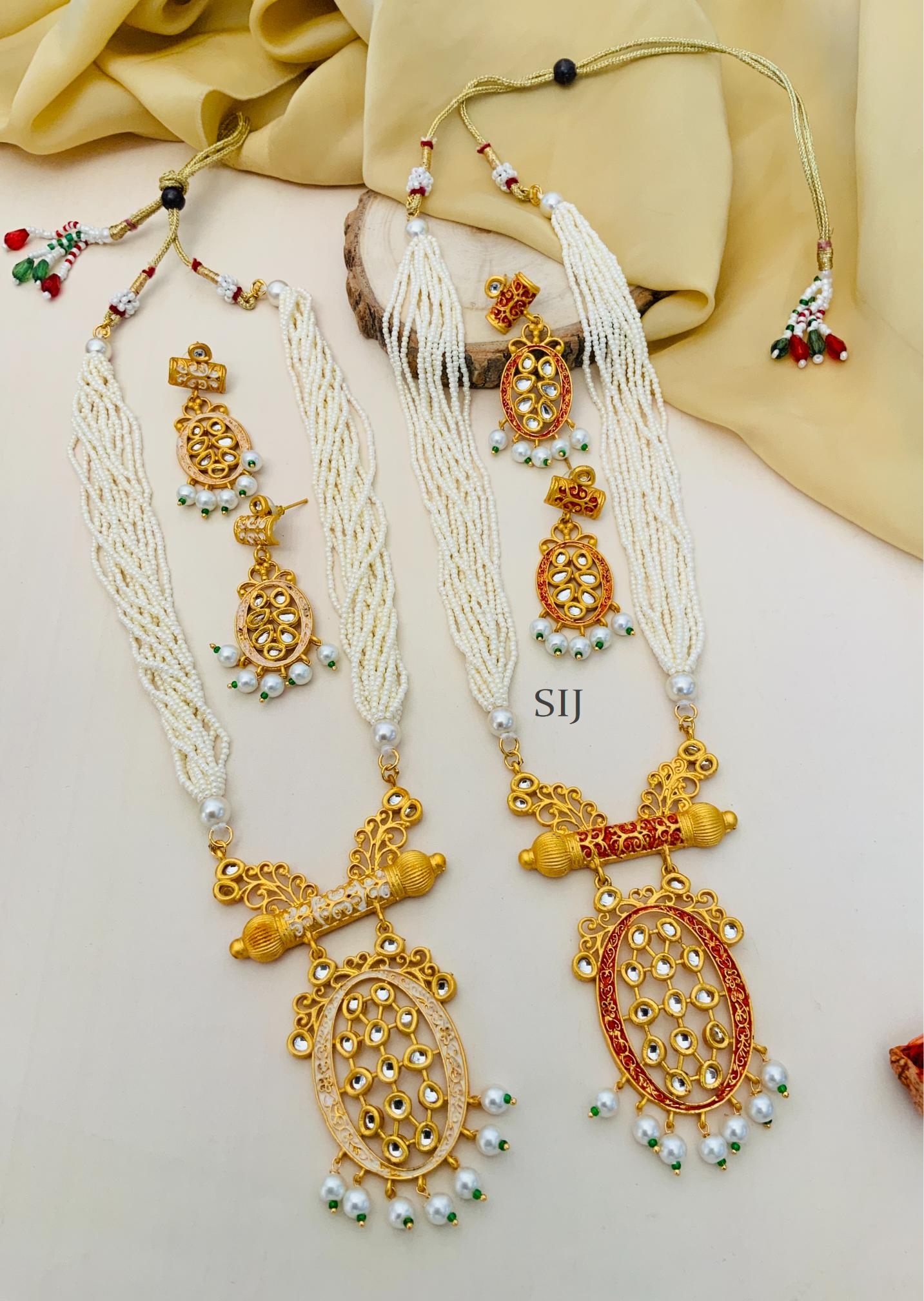 Imitation Combo Of 2 Gold Plated Kundan Necklace With Earrings