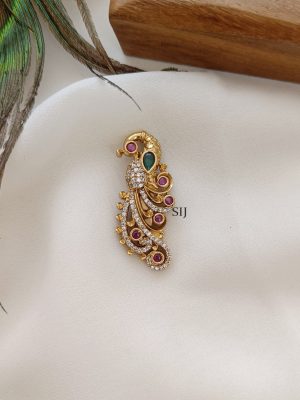 Imitation Peacock AD Stones Saree Pin