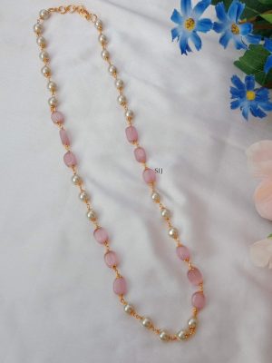 Single Layer Pink Beads and Pearls Chain