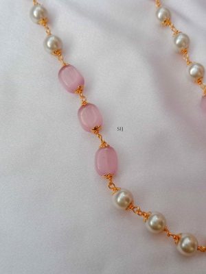 Single Layer Pink Beads and Pearls Chain