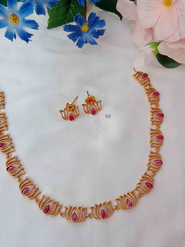 Floral Design Ruby Stone Necklace