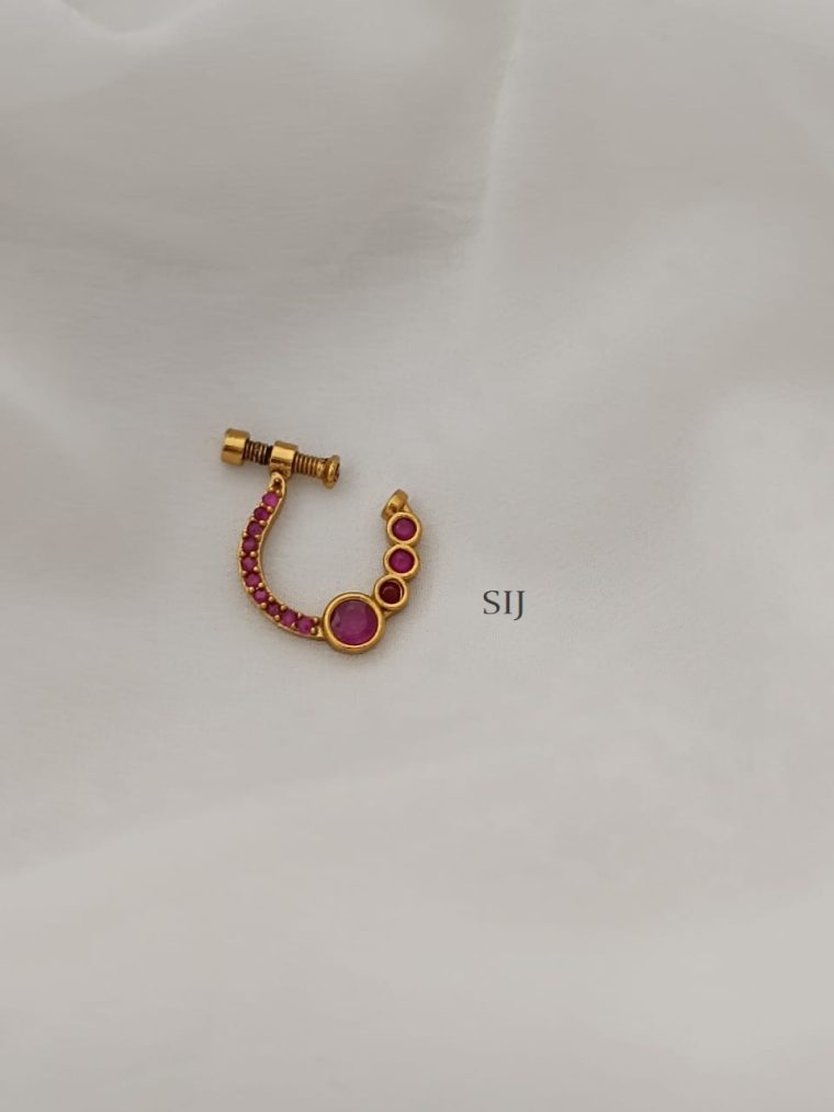 Imitation Ruby Stones Ring Type Nose Pin