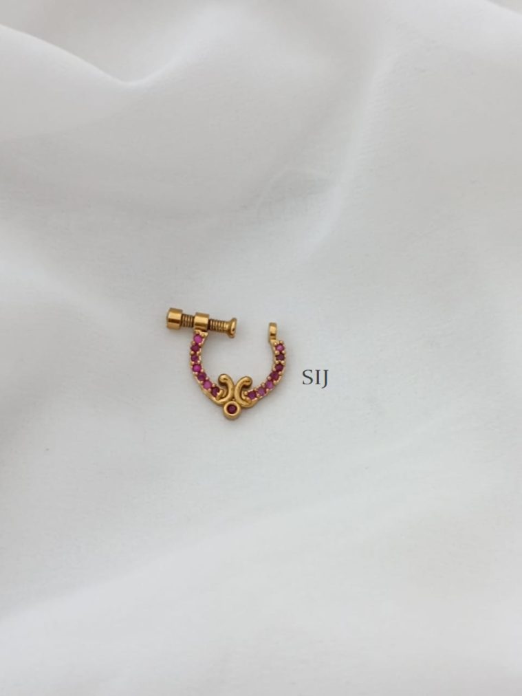 Imitation Ruby Stones Screw Type Nose pin