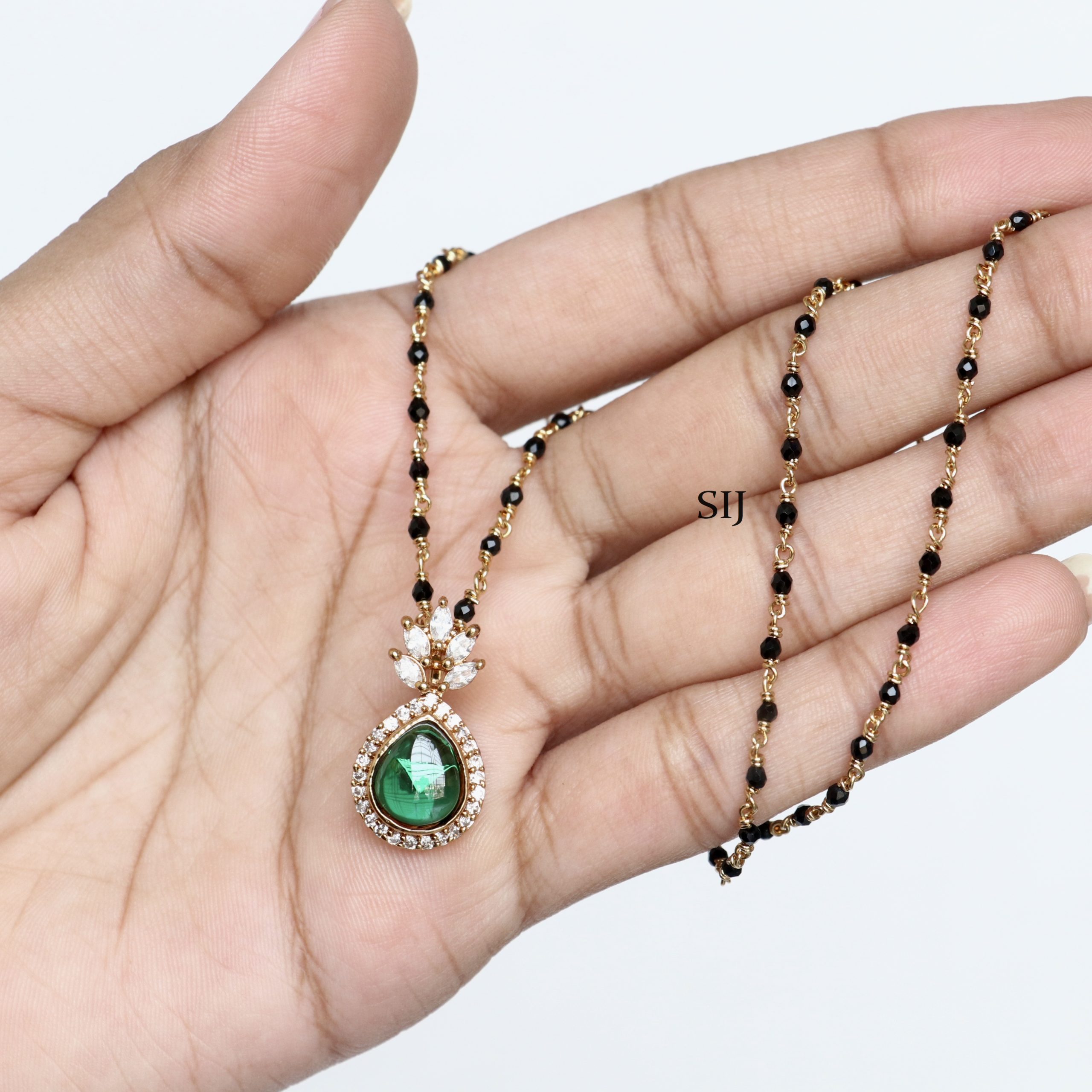 Emerald Drop AD Stones Mangalsutra