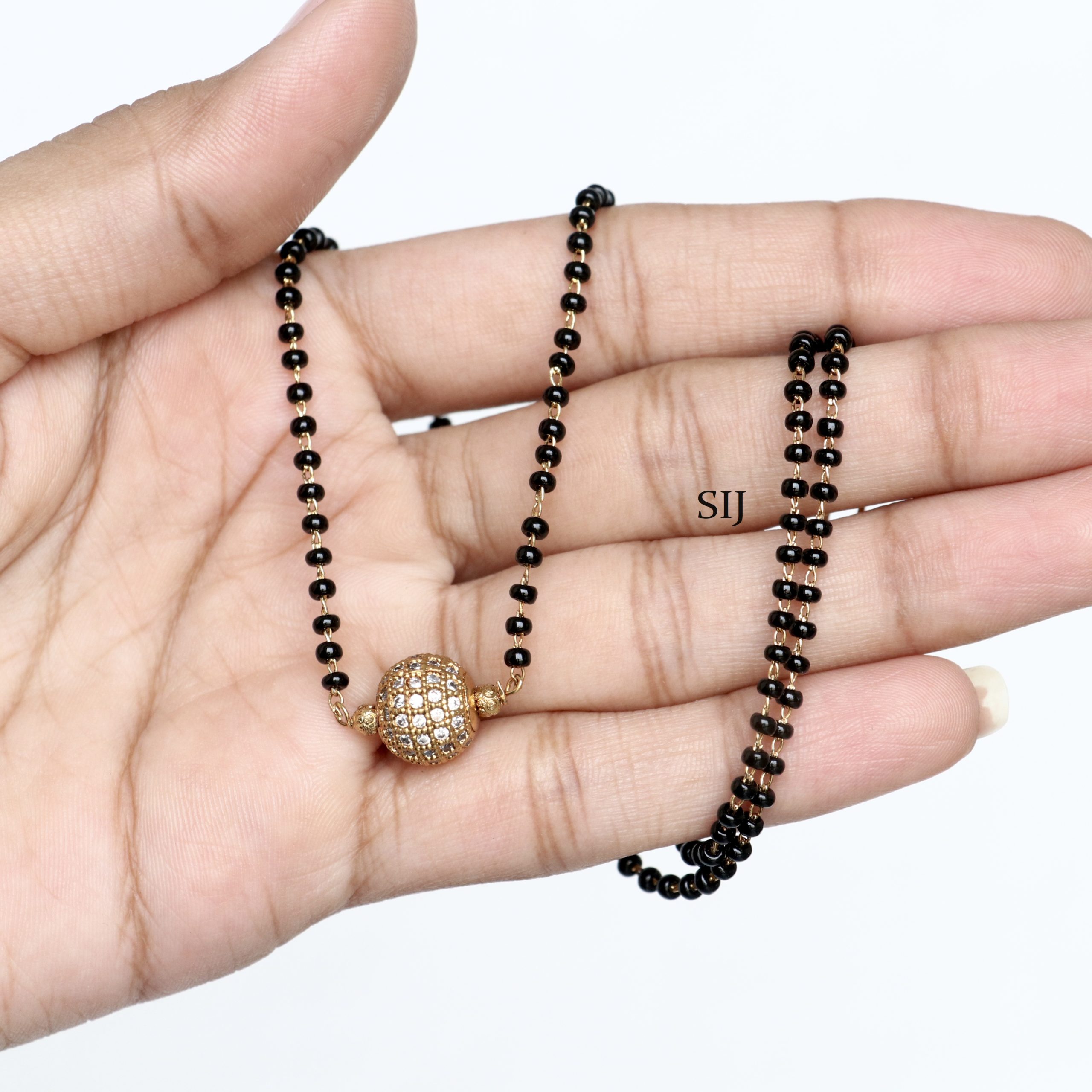 Artificial Ball Pendant Black Beads Mangalsutra