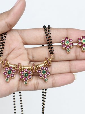 AD and Kemp Stones Reversible Floral Mangalsutra