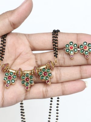 AD and Kemp Stones Reversible Floral Mangalsutra