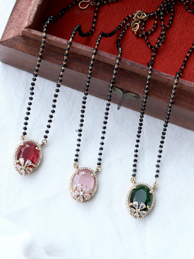 Imitation Single Layer Color Stone Mangalsutra