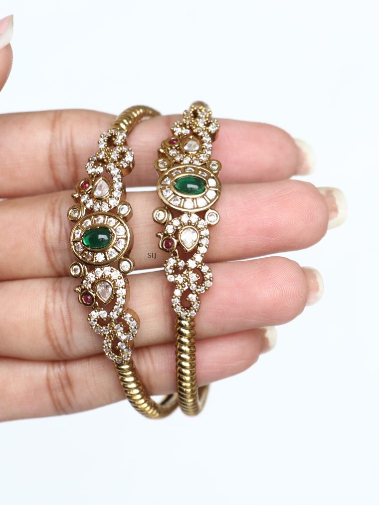 Dual Peacock Victorian AD Stone Bangles