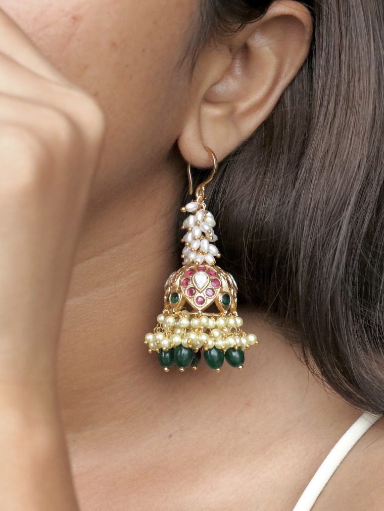 Pearl Cluster Tassel Jhumkas