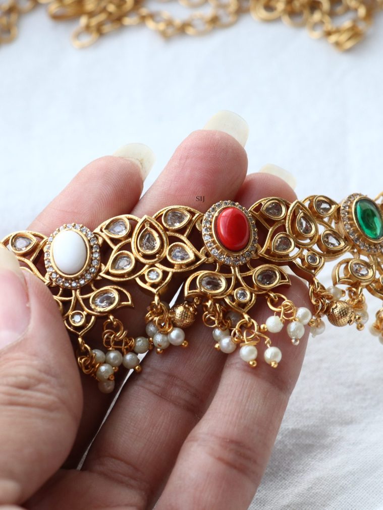 Gold Finish Navarathna Kids Hip Chain