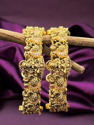 Antique Gold Lakshmi Peacock Bangles