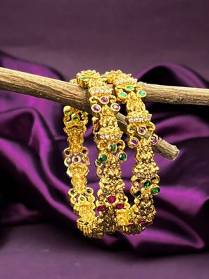 Traditional Gold Lakshmi Stone Bangles